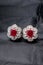 Silver handmade earings with red ruby