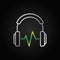 Silver Headphones with green sound wave vector icon