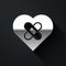 Silver Healed broken heart or divorce icon isolated on black background. Shattered and patched heart. Love symbol