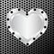 silver heart on metal background