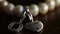 Silver heart and yellow pearl jewelry with stone macro shooting travel on the slider