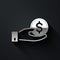 Silver Human hand giving money icon isolated on black background. Receiving money icon. Long shadow style. Vector
