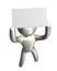 Silver icon figure with blank message board