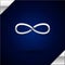 Silver Infinity icon isolated on dark blue background. Vector Illustration