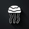 Silver Jellyfish icon isolated on black background. Long shadow style. Vector
