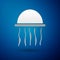 Silver Jellyfish icon isolated on blue background. Vector.