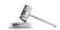 Silver judge or auction gavel on white background. 3d illustration