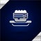 Silver Junk food icon isolated on dark blue background. Prohibited hot dog. No Fast food sign. Vector