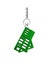 Silver key with green grass house shape keyring, 3D illustration