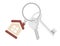 Silver key on ring with keychain house keys flat vector illustration on white background