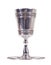 Silver kiddush wine cup and saucer on white background