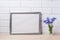 Silver landscape frame mockup with cornflower