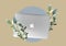 Silver laptop with fresh plants. Online education. Working at home