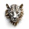 Silver Leopard Head With Golden Details - 3d Model On White Background