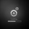 Silver Loading and gear icon isolated on black background. Progress bar icon. System software update. Loading process