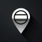 Silver Location Russia icon isolated on black background. Navigation, pointer, location, map, gps, direction, place