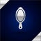 Silver Magic hand mirror icon isolated on dark blue background. Vector Illustration.