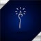 Silver Magic staff icon isolated on dark blue background. Magic wand, scepter, stick, rod. Vector Illustration.