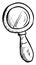 Silver magnifying glass drawing, illustration, vector