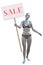 SILVER MANNEQUIN HOLDING SALE SIGN