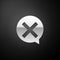 Silver X Mark, Cross in circle icon isolated on black background. Check cross mark icon. Long shadow style. Vector