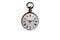 Silver mechanical antique pocket watch on white isolated background. Retro pocketwatch with minute, hour hands and