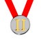 Silver medal over white background