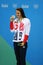 Silver medalist Jazmin Carlin of Great Britain during medal ceremony after the Women\'s 800m freestyle competition