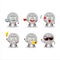 Silver medals ribbon cartoon character with various types of business emoticons