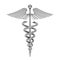 Silver Medical Caduceus Symbol. 3d Rendering