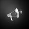 Silver Megaphone icon isolated on black background. Long shadow style. Vector