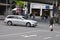 Silver Mercedes E-Class (S 212) facelift while driving on intersection in Bochum, Germany.