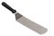 A silver metal cooking spatula