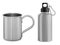 Silver metal mug. Aluminum thermo vacuum flask. 3d