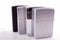 Silver metal zippo lighters on white