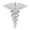 Silver metall Caduceus - medical symbol with isolated on white