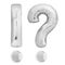 Silver metallic exclamation point with question mark made of inflatable air balloon