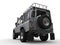 Silver metallic off road four wheel drive vehicle - back view