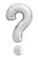 Silver metallic question mark symbol made of inflatable air balloon