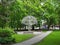 Silver metallic tree in park, Latvia