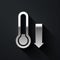 Silver Meteorology thermometer measuring icon isolated on black background. Thermometer equipment showing hot or cold