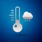 Silver Meteorology thermometer measuring icon isolated on blue background. Thermometer equipment showing hot or cold weather.