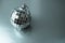 Silver mirror music club disco ball xmas festive Christmas ball, Christmas toy plastered on sparkles black and white background