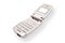 Silver mobile phone on white