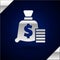 Silver Money bag icon isolated on dark blue background. Dollar or USD symbol. Cash Banking currency sign. Vector