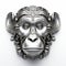 Silver Monkey Head 3d Illustration With Ornate Simplicity