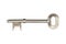 Silver mortice lock key with clipping path