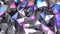 Silver mosaic background, shiny metal polygons abstract pattern, triangle shapes purple blue metallic