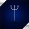 Silver Neptune Trident icon isolated on dark blue background. Vector Illustration.