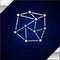 Silver Neural network icon isolated on dark blue background. Artificial Intelligence. Vector Illustration